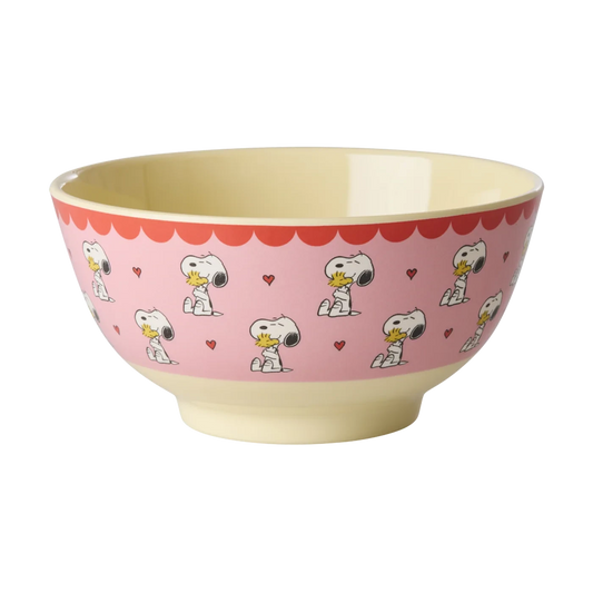 Ciotola RICE Snoopy e Woodstock rosa in melamina 700 ml