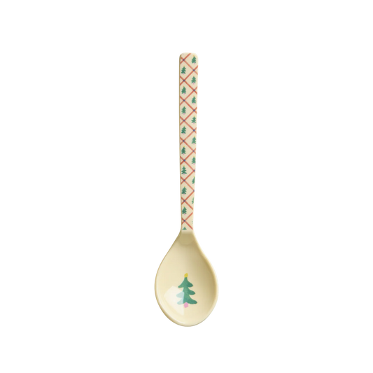 Cucchiaino Rice in melamina color crema con stampa natalizia Diamond Christmas Tree