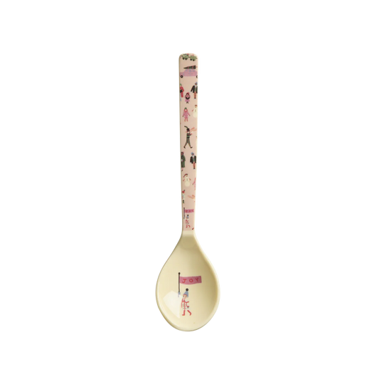Cucchiaino Rice in melamina rosa polvere con stampa natalizia Holiday
