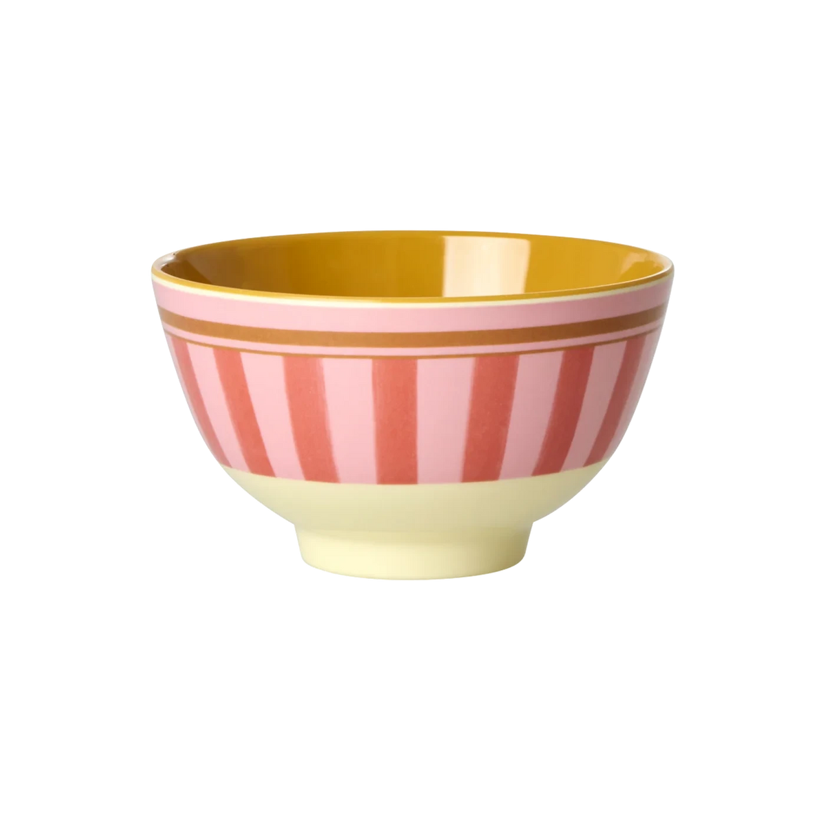 Rice Denmark ciotolina Organic Stripes rosa in melamina 300 ml con righe corallo e interno giallo