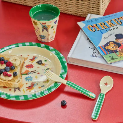 Piatto Piano Bambini RICE Verde Hero in Melamina