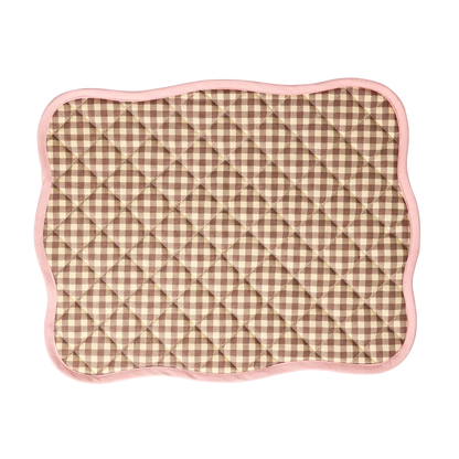 Tovaglietta americana RICE Denmark Pretty Pink in cotone trapuntato a quadretti rosa