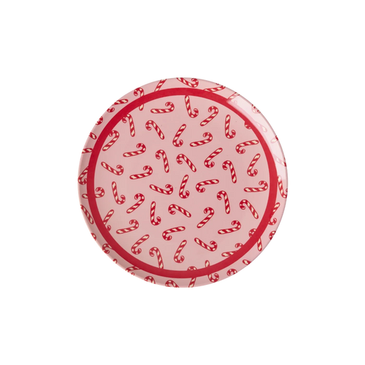 Piatto dolce RICE in melamina Candy Cane rosa 16 cm Natale