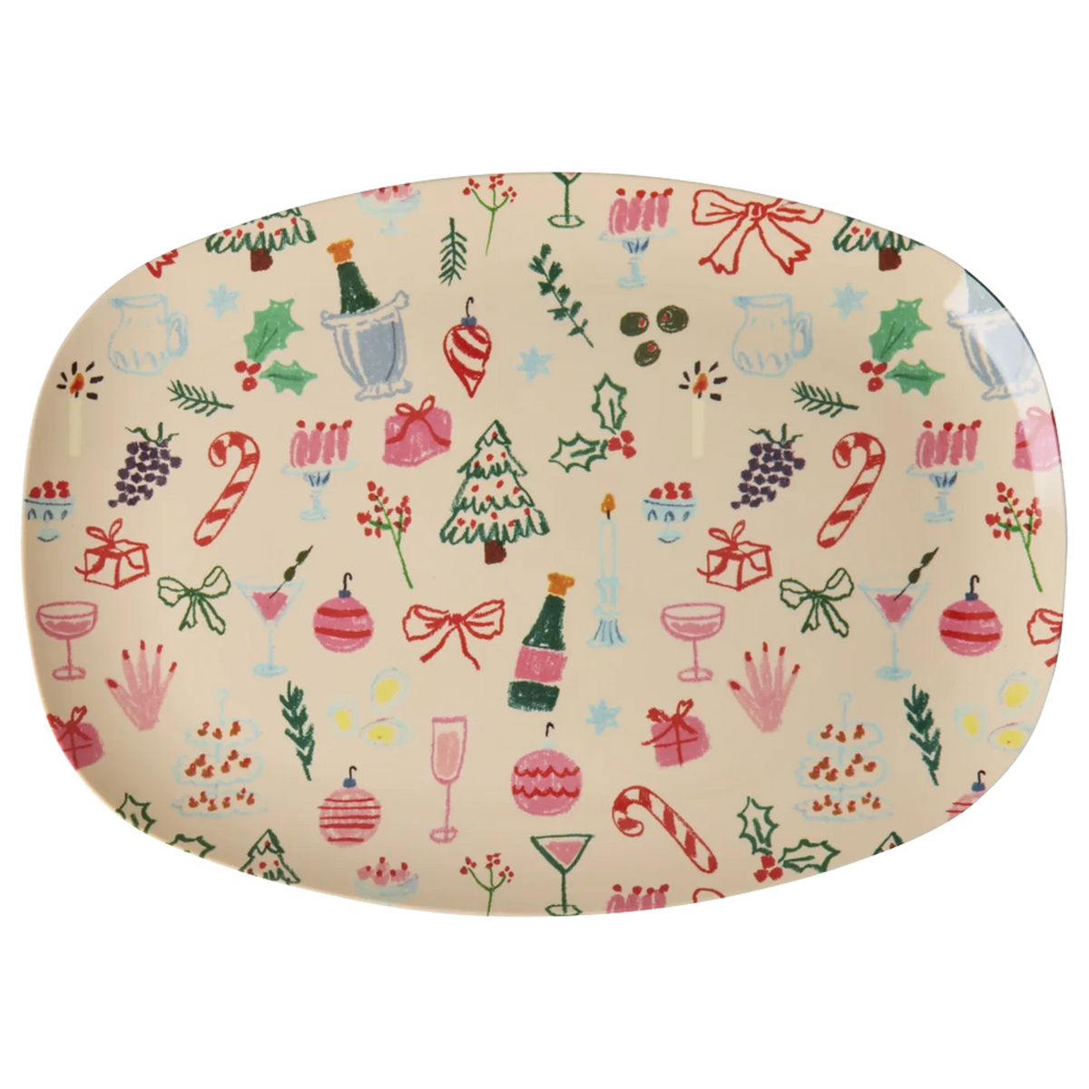 RICE piatto rettangolare in melamina Xmas Galore 30x22 cm Natale