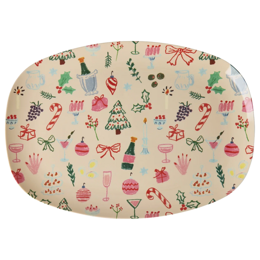 RICE piatto rettangolare in melamina Xmas Galore 30x22 cm Natale