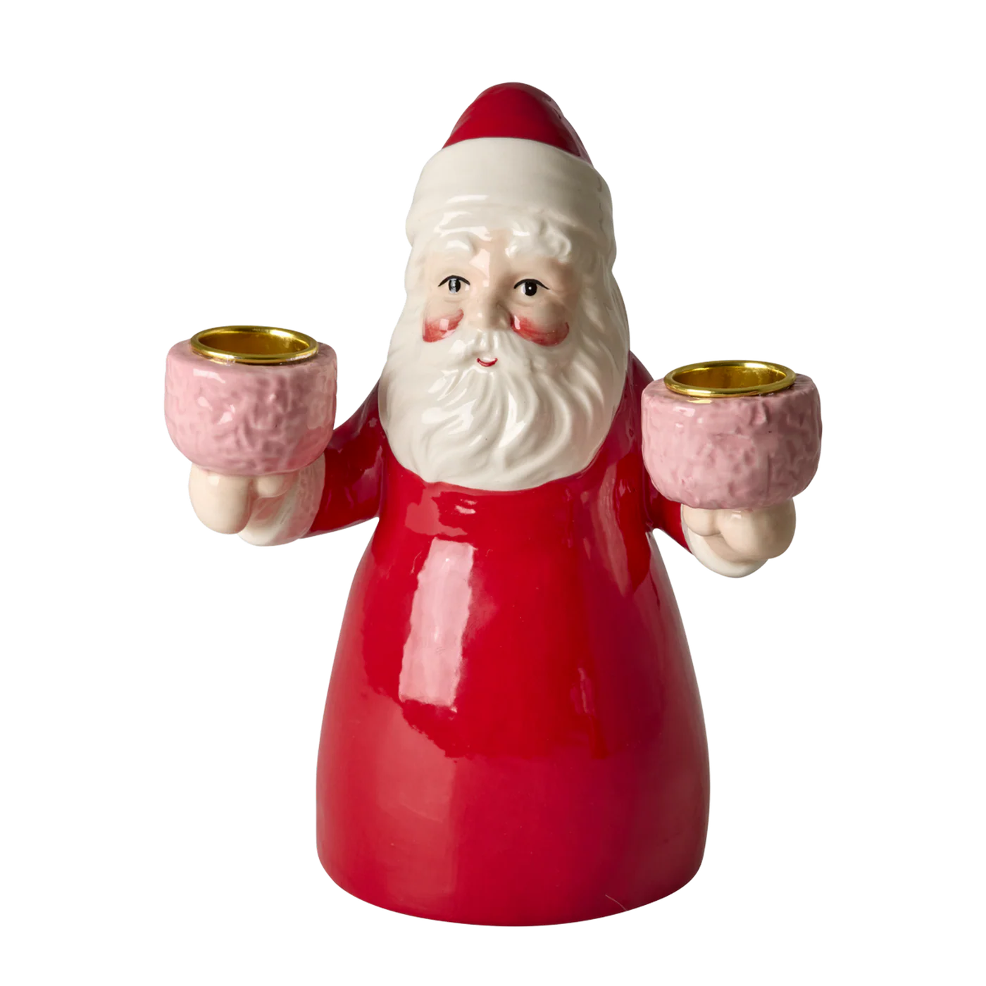 Grande portacandela Rice Babbo Natale rosso in ceramica
