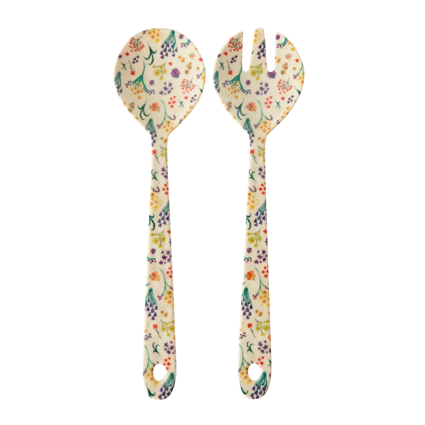 Set posate da insalata Rice in melamina con decoro Wild Flowers