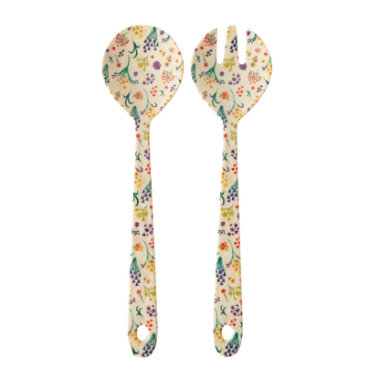 Set posate da insalata Rice in melamina con decoro Wild Flowers
