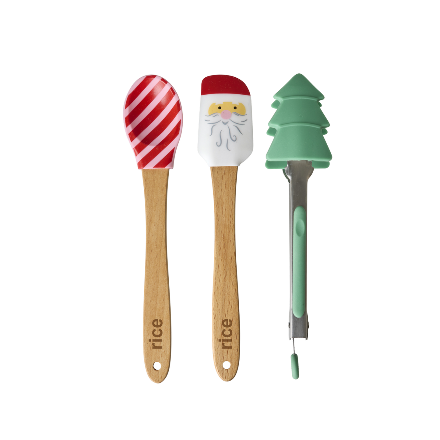 Set 3 utensili natalizi Rice in silicone e bambù