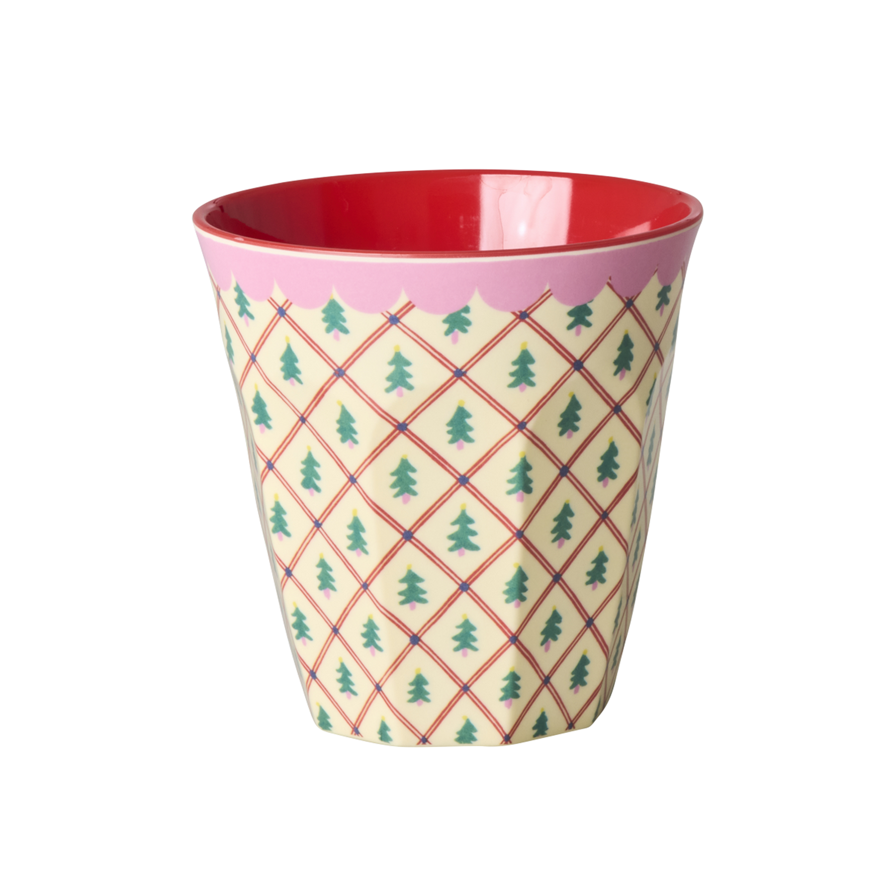 Tazza media Rice in melamina color crema con stampa natalizia Diamond Christmas Tree