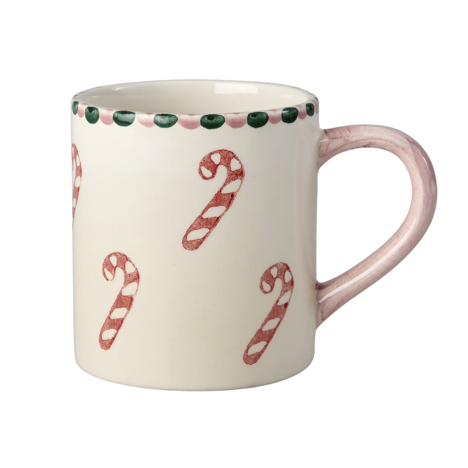 Tazza di Natale RICE in ceramica con Candy Canes dipinti a mano 420 ml