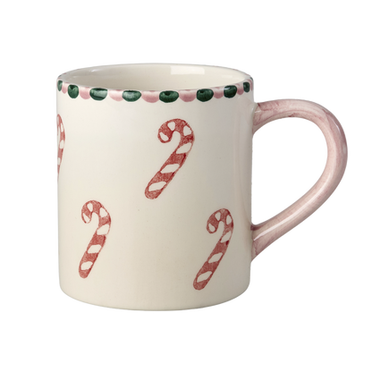 Tazza di Natale RICE in ceramica con Candy Canes dipinti a mano 420 ml