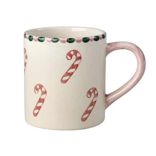 Tazza di Natale RICE in ceramica con Candy Canes dipinti a mano 420 ml