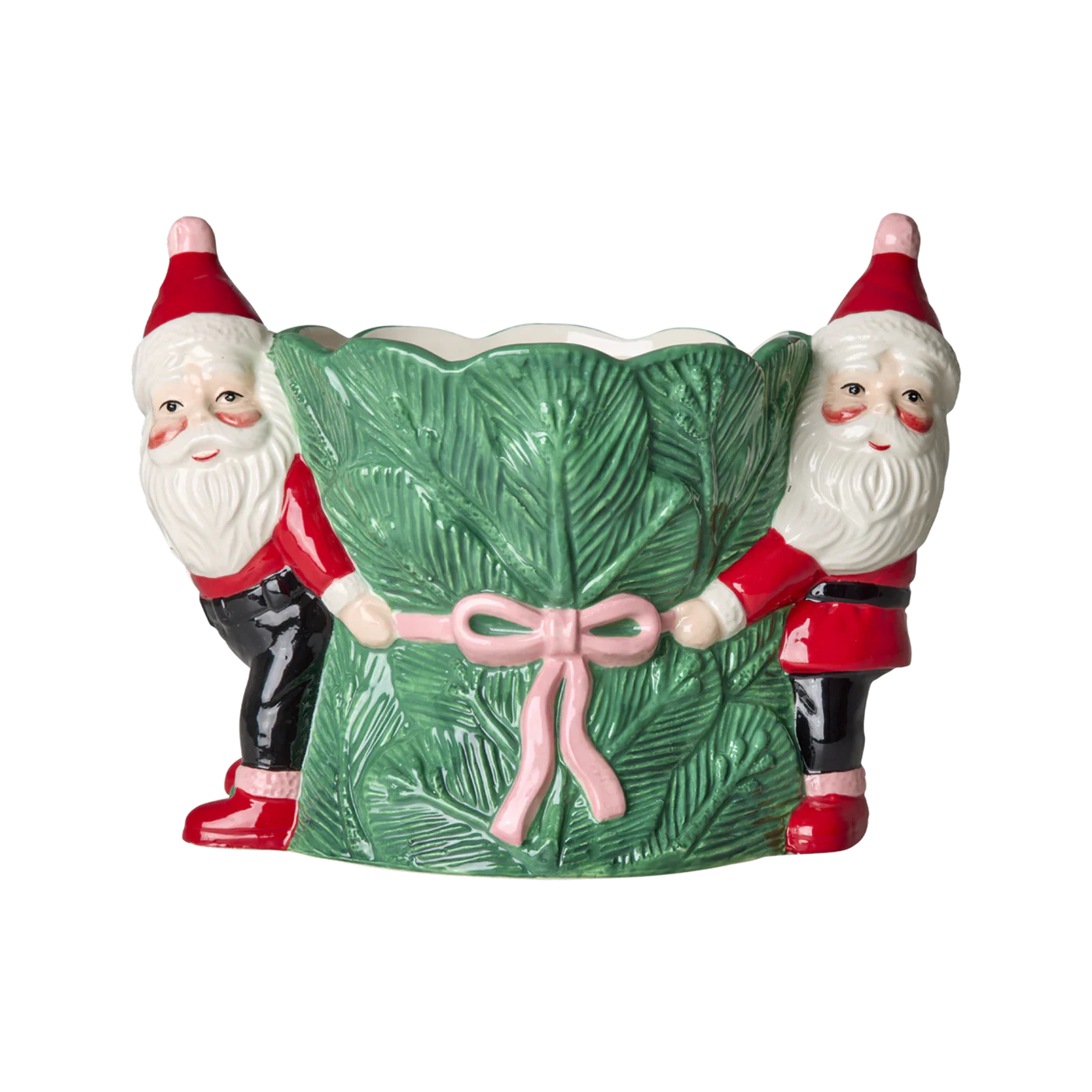 Vaso Rice Babbo Natale in ceramica verde perfetto per piante o decorazioni natalizie