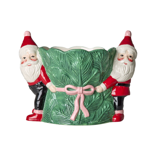 Vaso Rice Babbo Natale in ceramica verde perfetto per piante o decorazioni natalizie