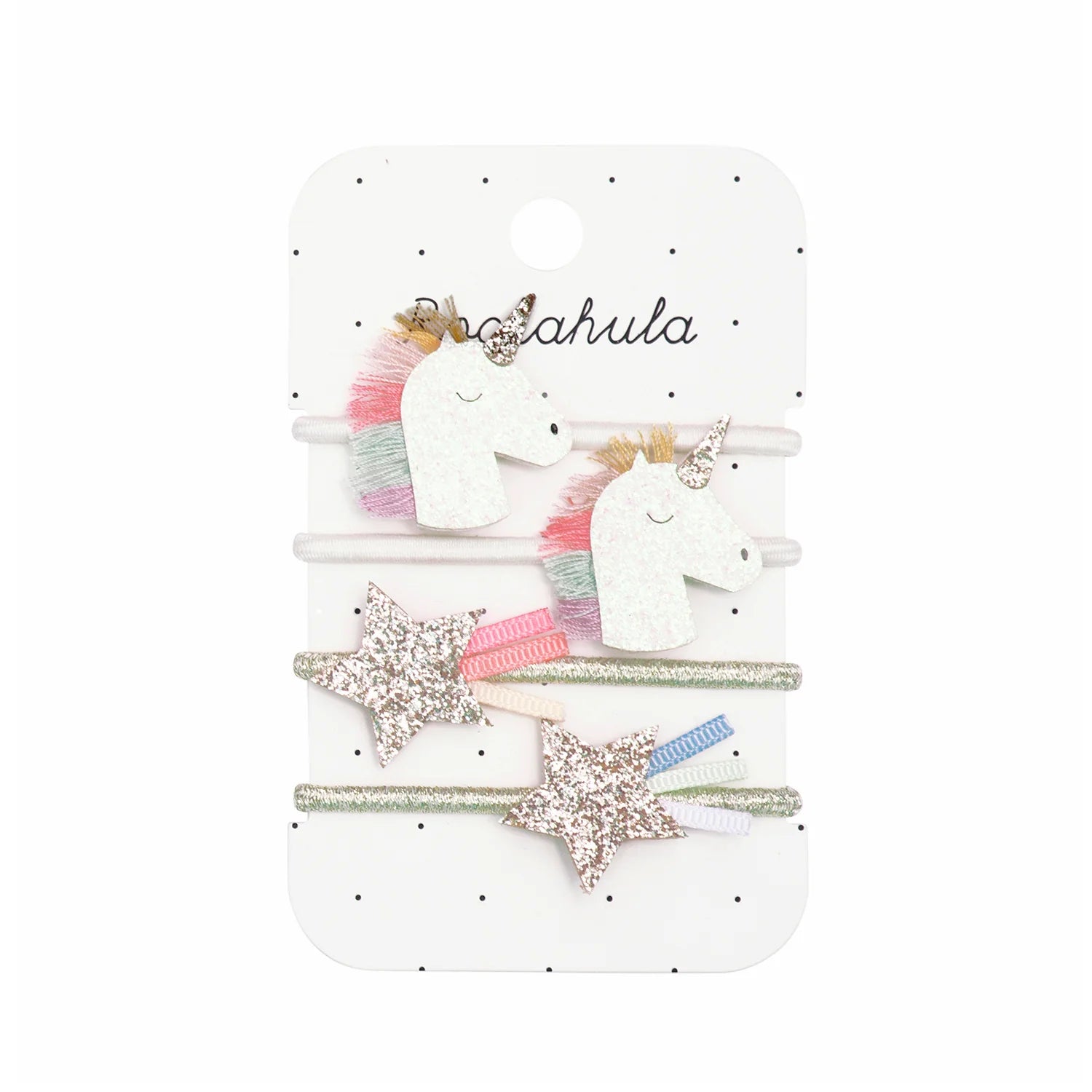 Elastici per capelli Rockahula  decorati con unicorni dalla criniera arcobaleno e stelle glitter