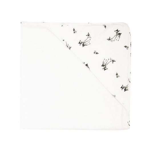 Accappatoio neonato Rose in April Colette écru con stampa cerbiatto in cotone