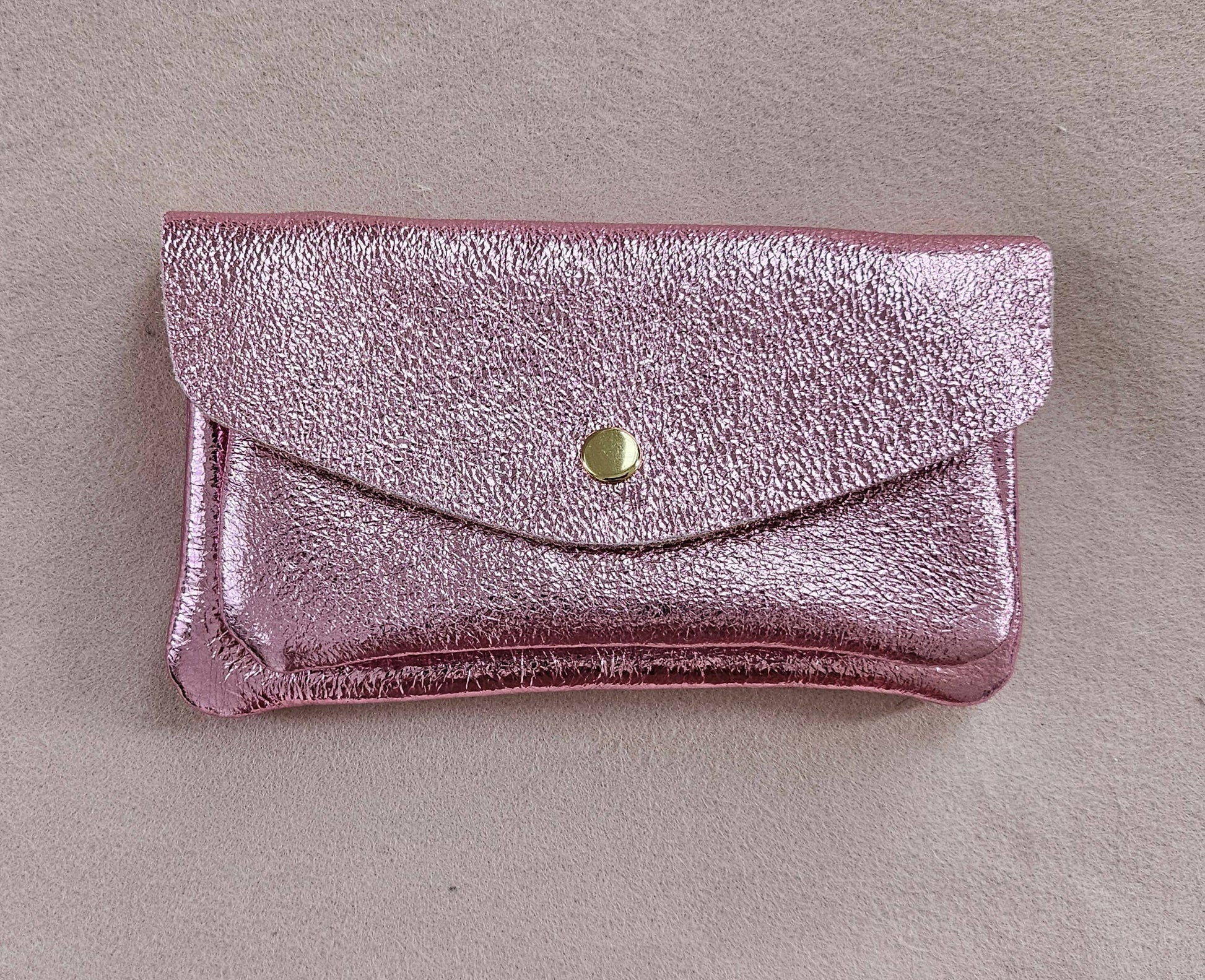 Portafoglio Royal Marais in pelle metallizzata rosa con tasca zip e slot carte