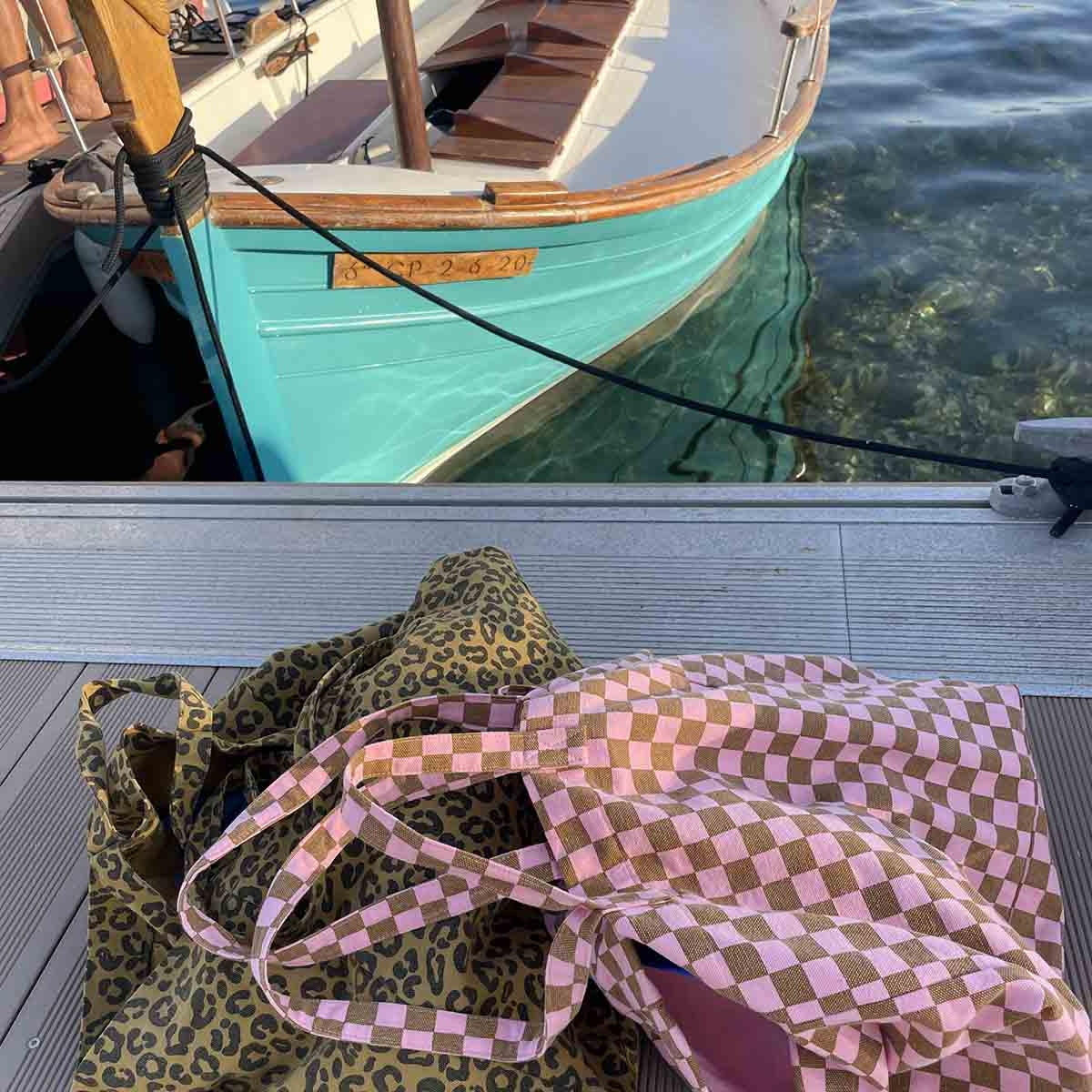 Borsa Tote Elisa Rose in April - Quadretti Fragola e Caramello - Apple Pie