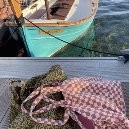 Borsa Tote Elisa Rose in April - Quadretti Fragola e Caramello - Apple Pie