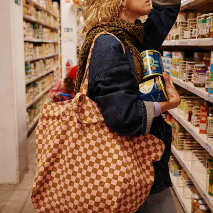 Borsa Tote Elisa Rose in April - Quadretti Fragola e Caramello - Apple Pie
