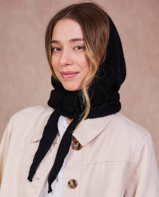 Sciarpa con cappuccio Sophie Hood nero vista frontale