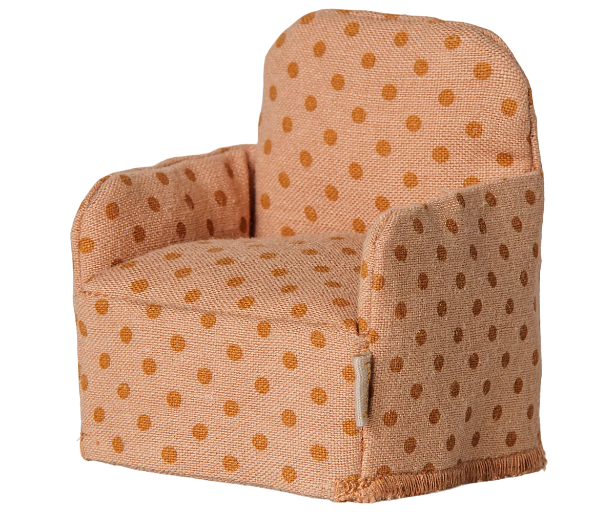 Sedia pieghevole Maileg con fantasia a puntini per topolini, compatibile con Mouse Hole Farmhouse e accessori Maileg