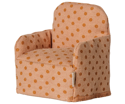 Sedia pieghevole Maileg con fantasia a puntini per topolini, compatibile con Mouse Hole Farmhouse e accessori Maileg
