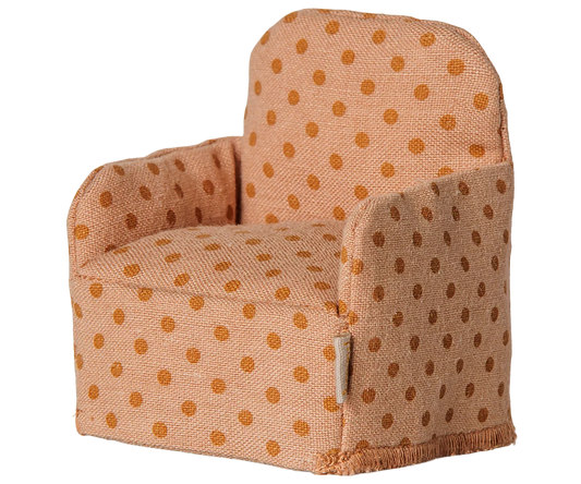 Sedia pieghevole Maileg con fantasia a puntini per topolini, compatibile con Mouse Hole Farmhouse e accessori Maileg
