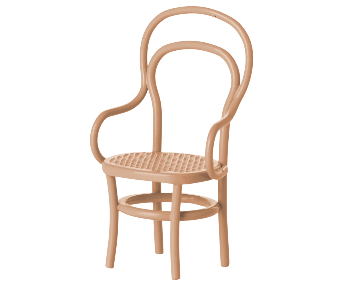 Sedia vintage Maileg in metallo color rosa cipria scuro per topolini