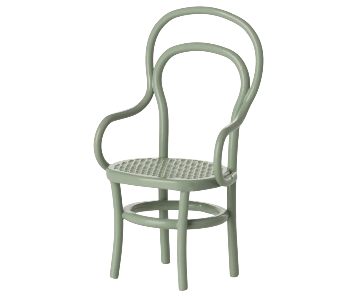 Sedia vintage Maileg in metallo color menta per topolini fratellini