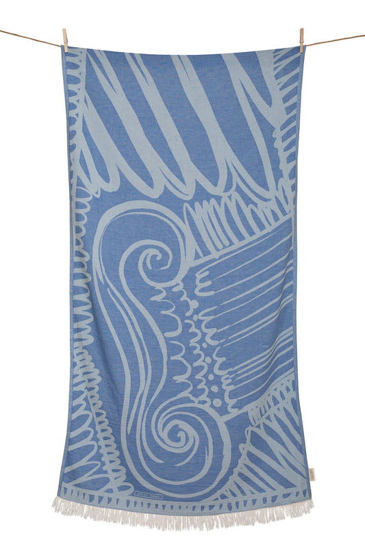 Telo mare Aelia Anna Kionas blu e mint in cotone leggero 90x180 cm ideale per viaggio e spiaggia