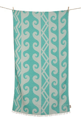 Telo mare Aelia Anna Sirines Emerald verde acqua in cotone leggero stile hamam