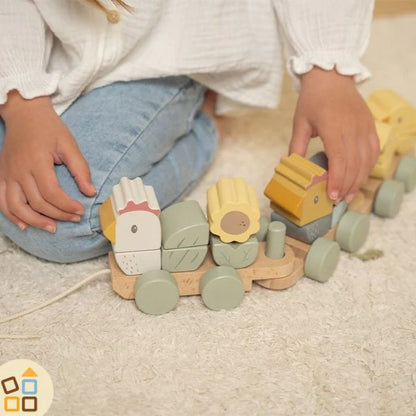 Gioco da tirare con costruzioni in legno FSC Little Farm - Apple Pie