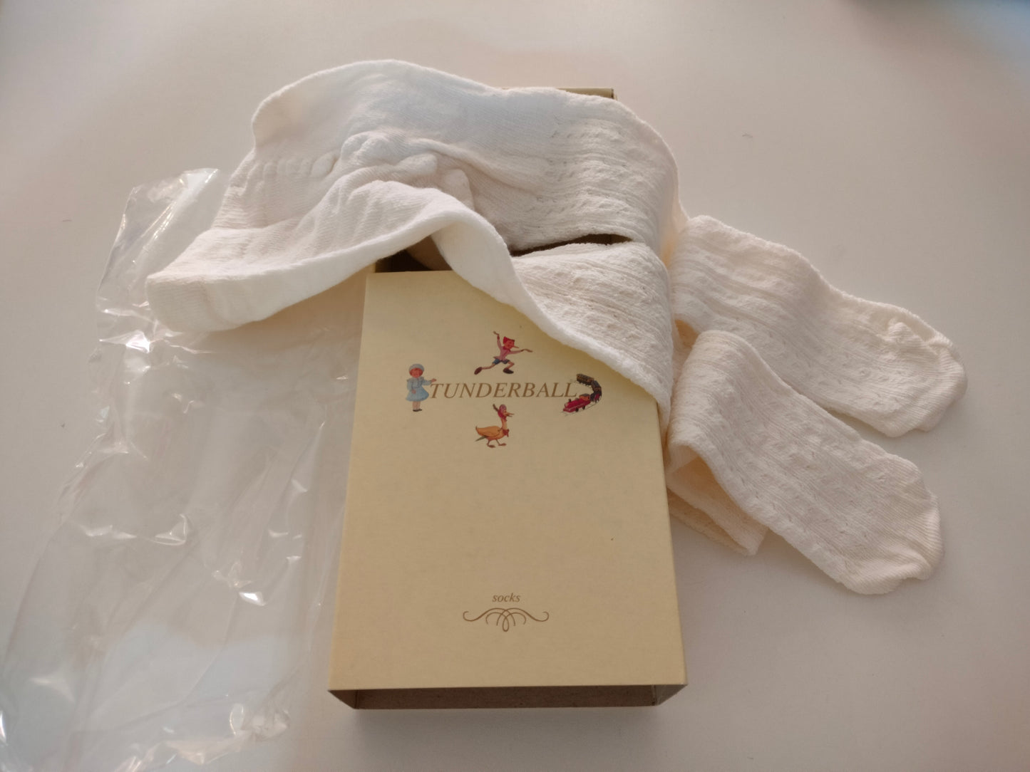 Tunderball Collant Neonato Bambina Bianco Naturale