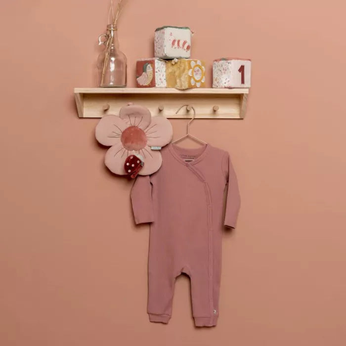 Tutina kimono rosa in cotone biologico a costine Little Dutch