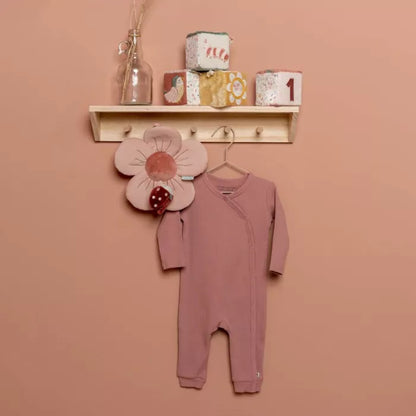 Tutina kimono rosa in cotone biologico a costine Little Dutch