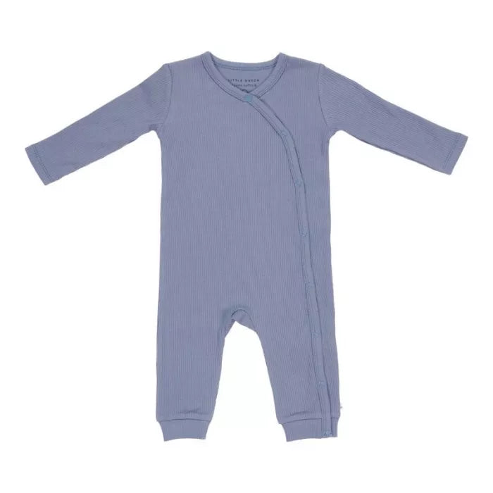 Tutina kimono blu in cotone biologico per neonato, modello Little Dutch