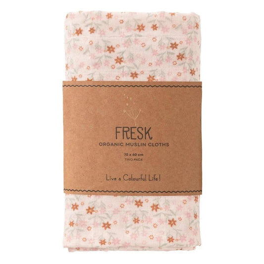 Set 2 mussole Fresk Garden Flowers in cotone morbido 70×60 cm