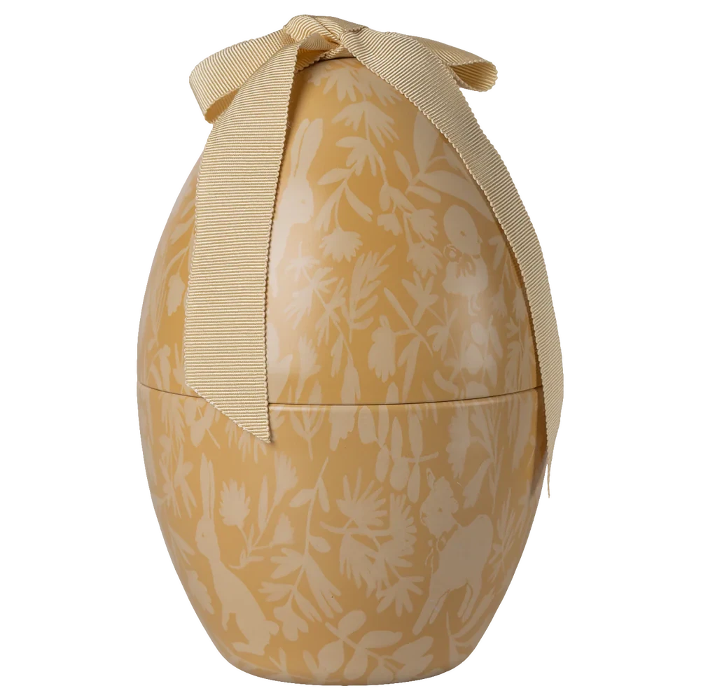 Uovo di Pasqua Maileg medio giallo in metallo con fiocco decorativo