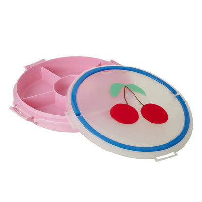 Vassoio snack diviso rosa con manico e coperchio Rice Denmark con ciliegia
