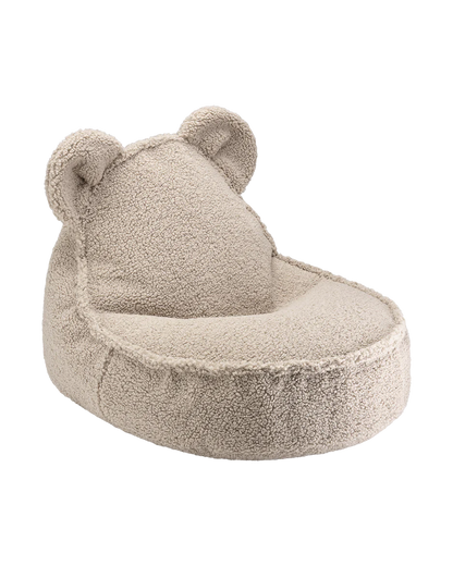 Poltrona Wigiwama per bambini color biscotto con orecchie da orsetto – tessuto teddy certificato OEKO-TEX®