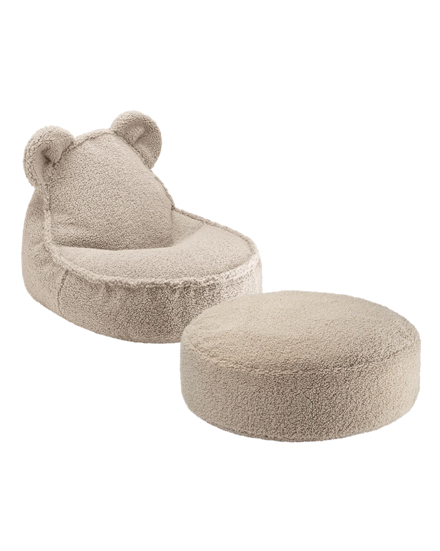 Set Wigiwama con poltrona a sacco e pouf abbinato in tessuto teddy colore biscuit – perfetto per camerette bambini