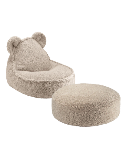 Set Wigiwama con poltrona a sacco e pouf abbinato in tessuto teddy colore biscuit – perfetto per camerette bambini