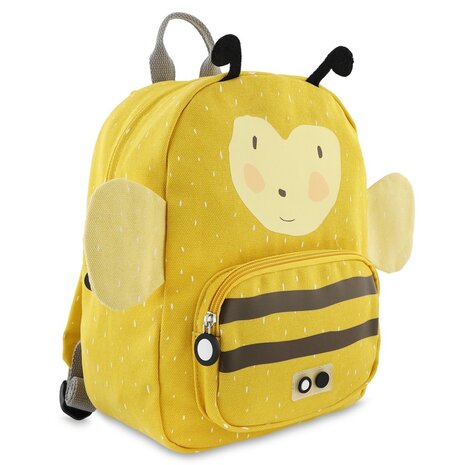 Vista laterale dello zainetto Trixie Mrs. Bumblebee per bambini – design a forma di ape in cotone idrorepellente