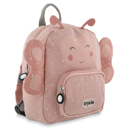 Vista laterale dello zaino Mrs. Farfalla con spallacci regolabili per bambini