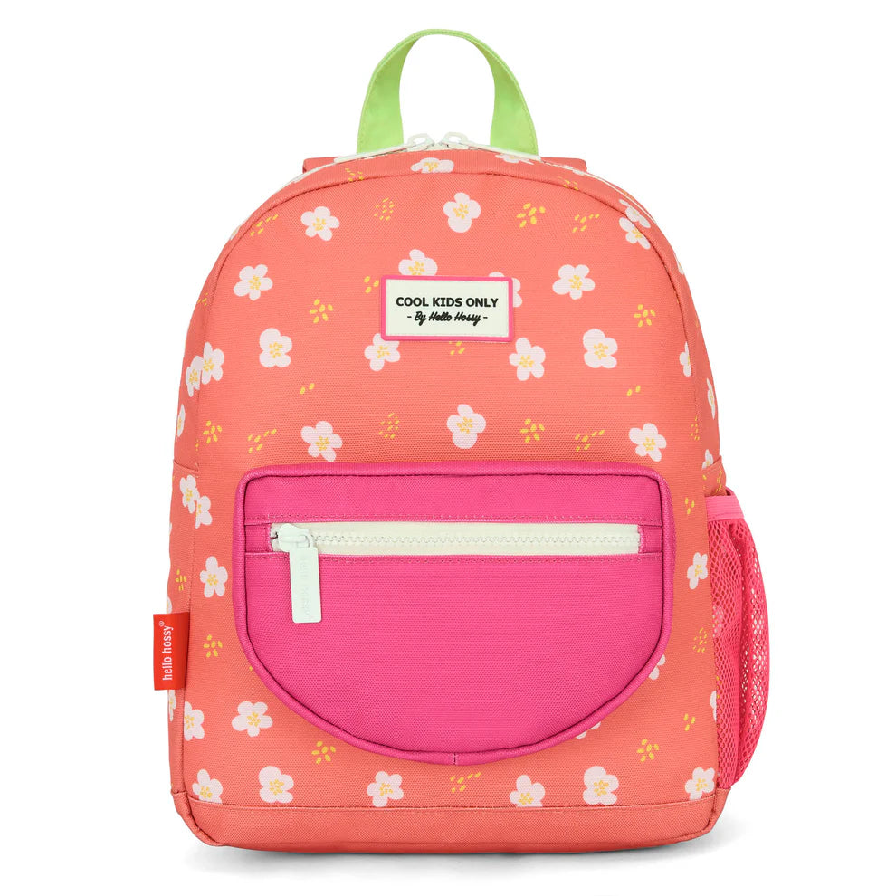 Zaino bambino Hello Hossy Peachy Bloom con fantasia floreale rosa disponibile nelle misure 2-5 anni e 6+ anni.