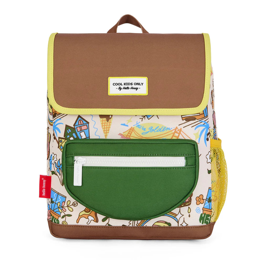 Zaino Hello Hossy San Francisco per bambini 2–5 anni, impermeabile e riciclato