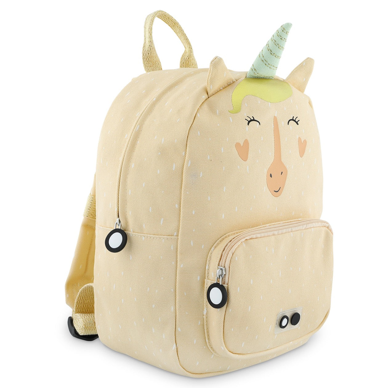Vista laterale dello zaino Trixie Mrs. Unicorno con profilo compatto