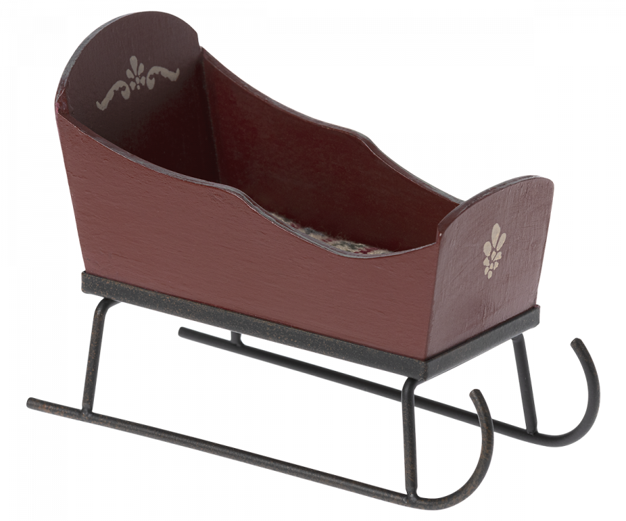 Maileg slitta rossa per topolini con coperta accessorio Natale